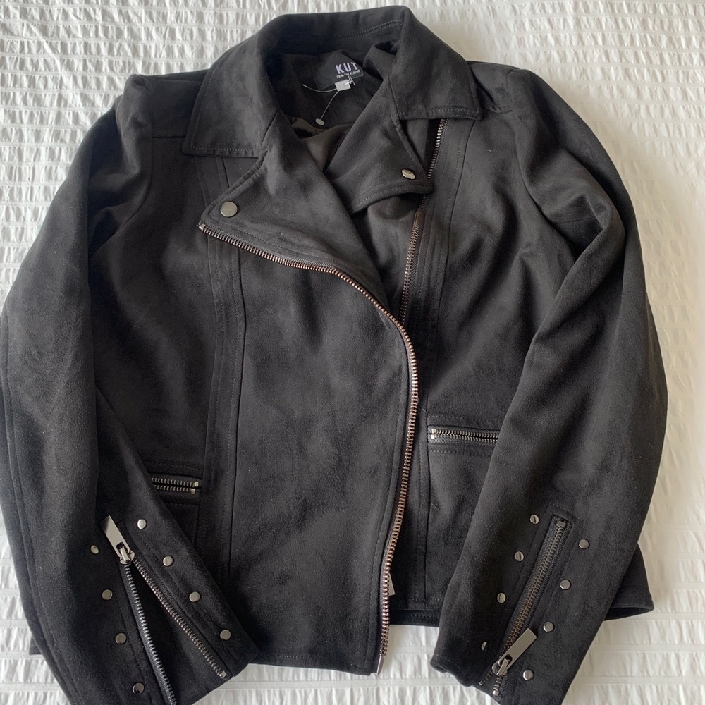 Faux suede black moto jacket